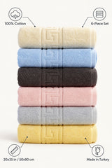 Solid Cotton Hand Towel Set of 6 – Mixed Colors – features