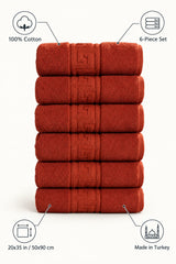 Solid Cotton Hand Towel Set of 6 – Terracotta – features