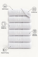 Solid Cotton Hand Towel Set of 6 – White – features