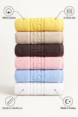 Solid Cotton Hand Towel Set of 6 – White, Cream, Charcoal, Blush, Blue – features