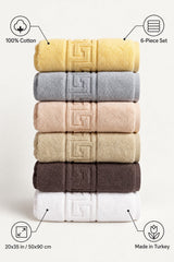Solid Cotton Hand Towel Set of 6 – White, Cream, Charcoal, Blush, Gray – features