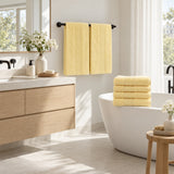Solid Cotton Hand Towel Set of 6 – Yellow in a bathroom