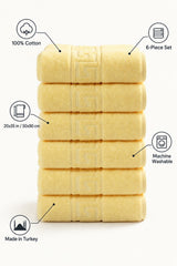 Solid Cotton Hand Towel Set of 6 – Yellow – features