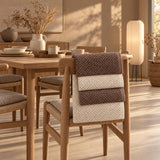 Solid Cotton Kitchen Towel Set of 4 – Brown & Cream in a dining room