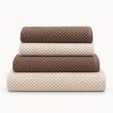 Solid Cotton Kitchen Towel Set of 4 – Brown & Cream