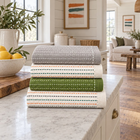 Solid Cotton Kitchen Towel Set of 4 – Cream in a kitchen