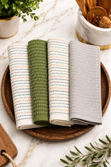 Solid Cotton Kitchen Towel Set of 4 – Cream in a kitchen