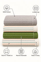 Solid Cotton Kitchen Towel Set of 4 – Cream – features