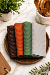Solid Cotton Kitchen Towel Set of 4 – Multicolor in a kitchen