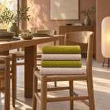 Solid Cotton Kitchen Towel Set of 4 – Olive Green & Cream in a dining room