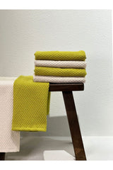 Solid Cotton Kitchen Towel Set of 4 – Olive Green & Cream in a living space