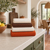 Solid Cotton Kitchen Towel Set of 4 – Orange in a kitchen