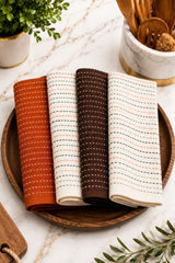 Solid Cotton Kitchen Towel Set of 4 – Orange in a kitchen