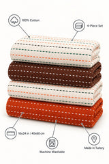 Solid Cotton Kitchen Towel Set of 4 – Orange – features