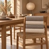 Solid Cotton Kitchen Towel Set of 4 – Taupe & Cream in a dining room