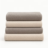 Solid Cotton Kitchen Towel Set of 4 – Taupe & Cream
