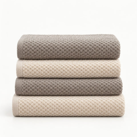 Solid Cotton Kitchen Towel Set of 4 – Taupe & Cream