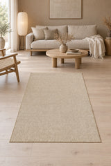 Solid Modern Area Rug – Beige in a living room