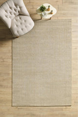 Solid Modern Area Rug – Beige in a living room