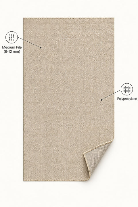 Solid Modern Area Rug – Beige – features