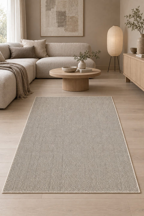 Solid Modern Area Rug – Brown in a living room