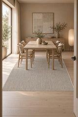 Solid Modern Area Rug – Brown in a dining room