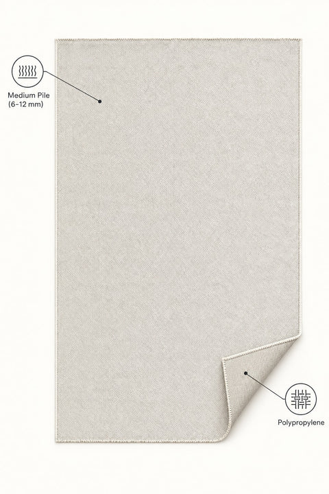 Solid Modern Area Rug – Cream – features