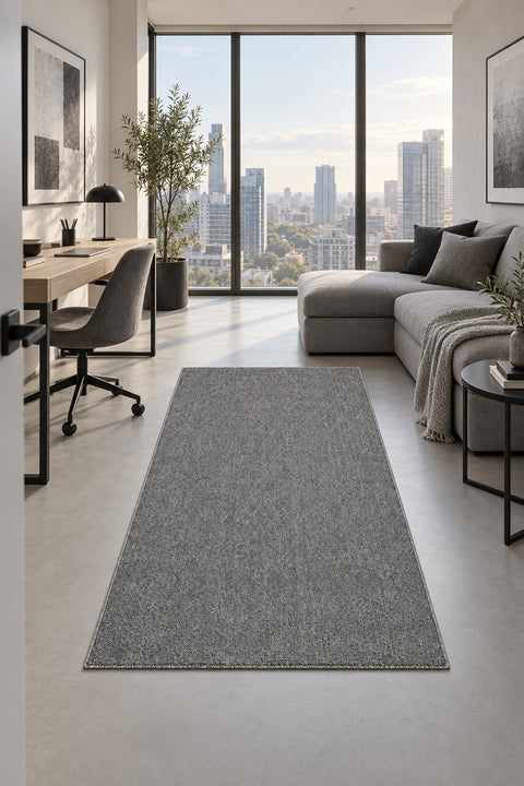 Solid Modern Area Rug – Gray in a office