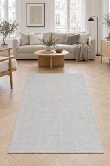 Solid Modern Area Rug – Light Gray in a living room