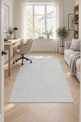 Solid Modern Area Rug – Light Gray in a office