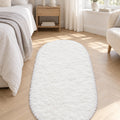 Solid Modern Oval Runner Rug in a bedroom