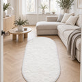 Solid Modern Oval Runner Rug in a living room