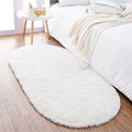 Solid Modern Oval Runner Rug in a bedroom