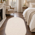 Solid Modern Oval Shag Rug – Brown in a bedroom