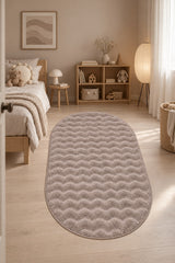 Solid Modern Oval Shag Rug – Brown in a nursery