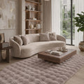 Solid Modern Oval Shag Rug – Brown in a living room