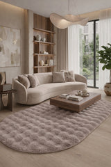 Solid Modern Oval Shag Rug – Brown in a living room