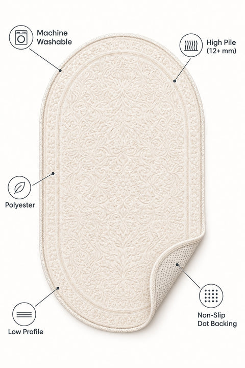 Solid Modern Oval Shag Rug – Brown – features