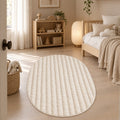 Solid Modern Oval Shag Rug – Cream in a nursery