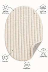 Solid Modern Oval Shag Rug – Cream – features