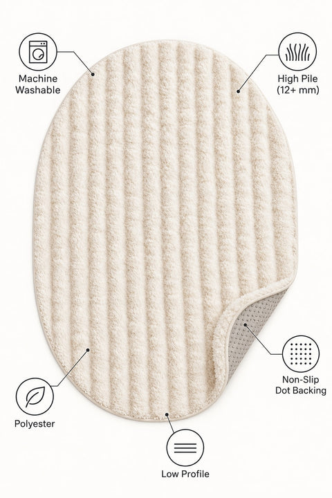 Solid Modern Oval Shag Rug – Cream – features