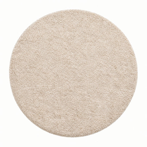 Solid Modern Round Plush Rug – Beige