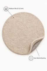 Solid Modern Round Plush Rug – Beige – features