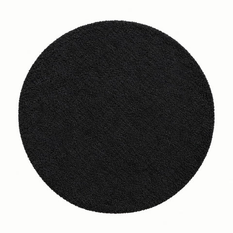 Solid Modern Round Plush Rug – Black