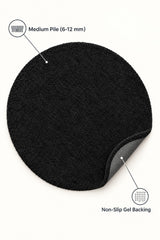 Solid Modern Round Plush Rug – Black – features