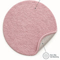 Solid Modern Round Plush Rug – Blush – features
