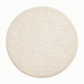 Solid Modern Round Plush Rug – Ecru