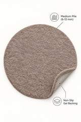 Solid Modern Round Plush Rug – Taupe – features