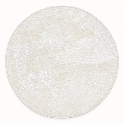 Solid Modern Round Plush Rug – White