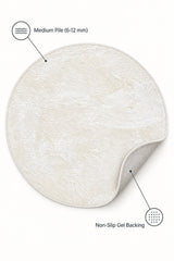 Solid Modern Round Plush Rug – White – features